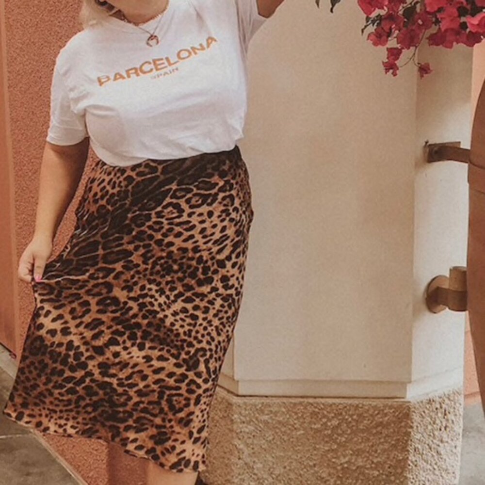 NWT! F21 Forever 21 Contemporary Satin Animal Print Midi Skirt - Picture 8 of 10